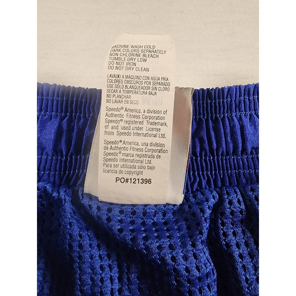 Speedo Swim Trunks Vintage Mens Medium Blue‎ Mesh Lined Nylon Athletic Shorts